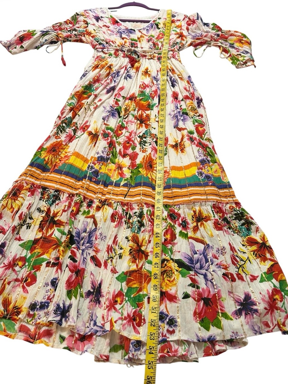Me 2 Magic Bohemian Wildflower Floral Maxi Dress with Tiered Skirt Womens S - Picture 12 of 12